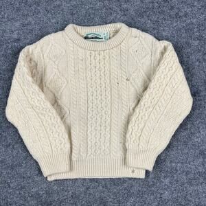 Aran Crafts Sweater Womens Size XS Ivory Cable Knit Wool Fisherman
